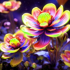 Beautiful abstract alien style flowers background