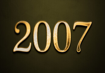 Old gold effect of year 2007 with 3D glossy style Mockup.	