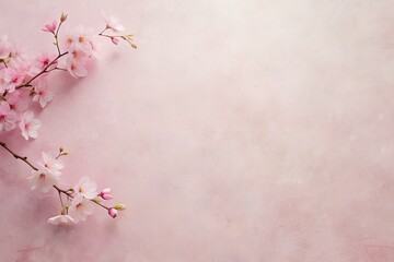 pink cherry blossom on pastel pink background, lovely mood, pastel pink color, minimalist designed, with grain effect