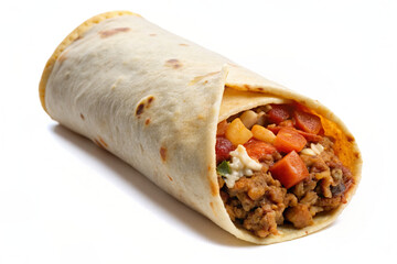 burrito a large tortilla wrapped isolated on white