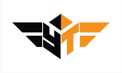 YT initial letter falcon icon gaming logo design vector template. batman logo, sports logo, monogram, polygon, war game, symbol, playing logo, abstract, fighting, typography, icon, minimal, wings logo