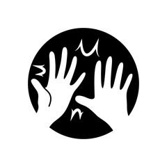 high five hand logo icon in circle