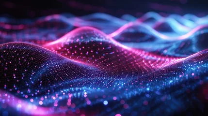 Kissenbezug abstract futuristic background with red blue glowing neon moving high speed wave lines and bokeh lights Data transfer concept Fantastic wallpaper  © YamunaART