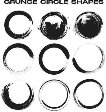 Vector Grunge Circle Brush Stroke Shapes Collection