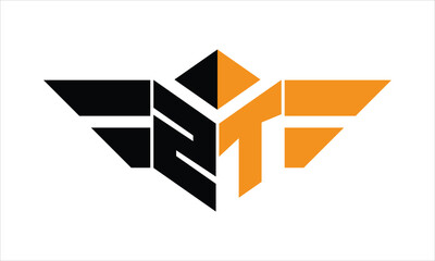 ZT initial letter falcon icon gaming logo design vector template. batman logo, sports logo, monogram, polygon, war game, symbol, playing logo, abstract, fighting, typography, icon, minimal, wings logo