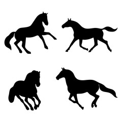 horse silhouettes set