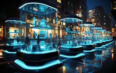 Fototapeta na wymiar Fountain in the city at night, 3d render illustration.