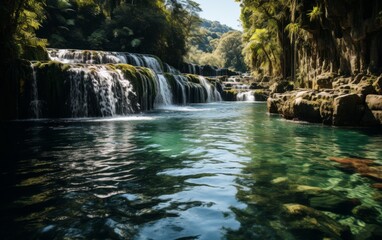 Beautiful waterfall in the forest, Krka National Park, Croatia