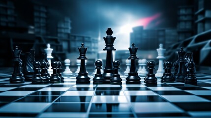 Chess board game concept of business ideas and competition and strategy ideas concep - obrazy, fototapety, plakaty
