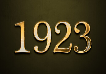 Old gold effect of year 1923 with 3D glossy style Mockup.	