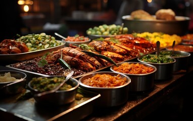 Obraz premium Catering buffet in a restaurant. Selective focus. Food background