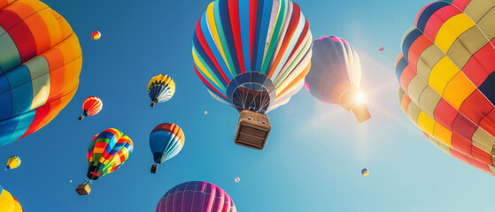 Fototapeta premium A vibrant sky filled with a kaleidoscope of colorful hot air balloons.