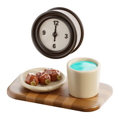 3D Iftar Time Isolated Icon Illustration Render