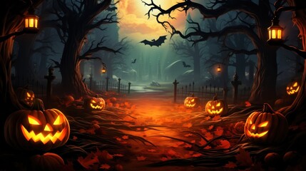 Fototapeta premium Ghostly Halloween Background Providing Space for Copy