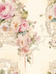 Seamless image. Floral Harmony: Pattern of Flowers, Perfect for Creative Decoupage and Craft Art