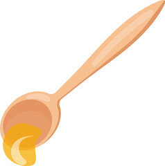 Little honey on spoon icon cartoon vector. Bio healthy food. Nectar container