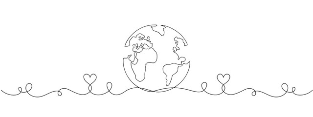 Vector Earth Style Design Line Art for Earth Day EPS format, white colored lines 3