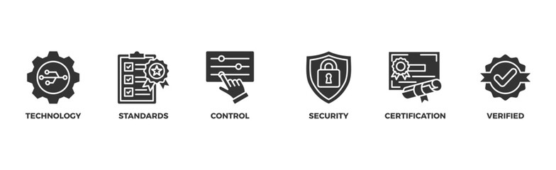 ISO27001 banner web icon illustration concept for information security management system (ISMS) with an icon of technology, standards, control, security, certification, and verified