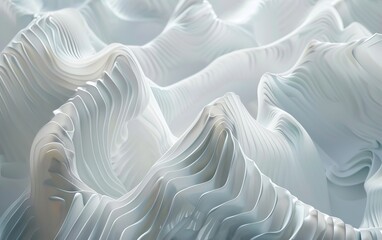 Abstract white waves create a serene, fluid texture. Ideal for backgrounds or artistic compositions.