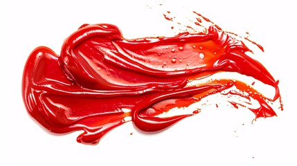 a red paint on a white background