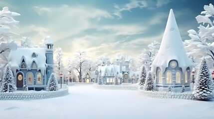 christmas village with snow in vintage style winter village landscape christmas holidays christmas
