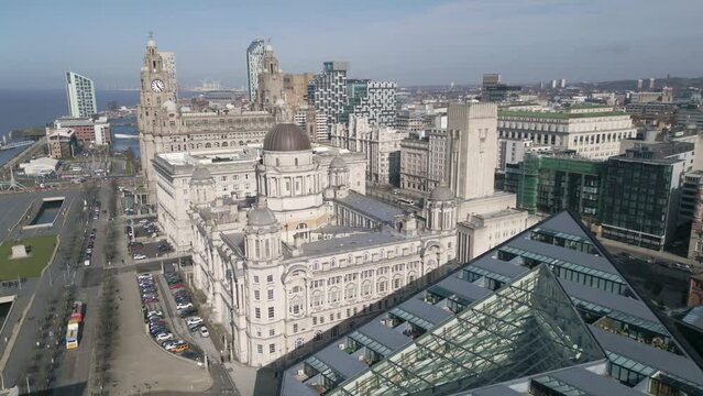 Liverpool waterfront buildings, Pier Head, England