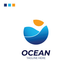 Ocean wave vector logo. Modern and simple ocean logo design. Perfect for your business, design, and transportation.