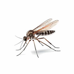 close up side view of mosquito, isolated on transparent background