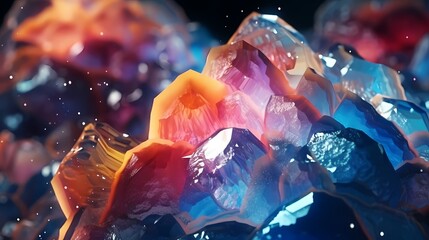 Colorful crystal geode closeup. Rock geology shiny - obrazy, fototapety, plakaty
