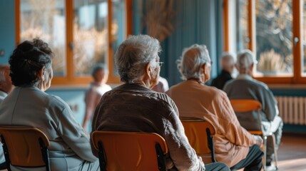 Fototapeta premium group of senior person, meeting and relaxing in nursing home