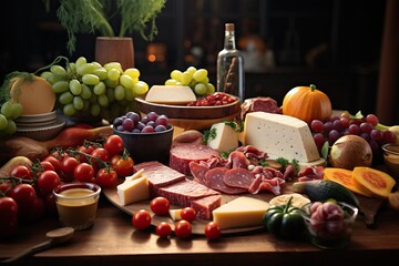 Vintage Cooking Still Life on Wooden Table