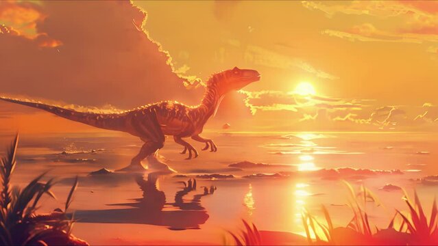 AI-generated dinosaurs in a prehistoric landscape. Perfect for educational materials, scientific publications, and digital art. The concept of time when dinosaurs ruled the Earth.