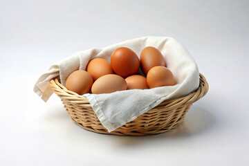 eggs in a basket isolated on white