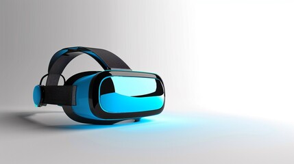 A high-tech virtual reality headset isolated on a white background, transporting users to immersive digital worlds.