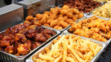 Variety of food items offered at a street fair