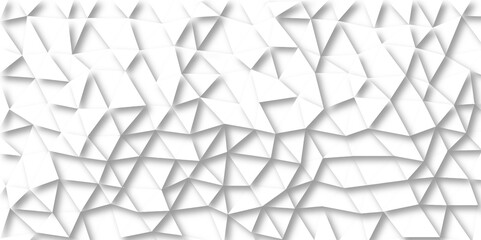 Abstract 3D Low Poly Fractal Design triangle shapes White mosaic textured background. For Interior design & Backdrop Websites, Presentations, Brochures, Social Media Graphics.