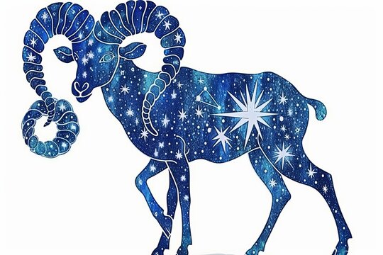 Capricorn zodiac sign shining blue on white background, sleek vector illustration