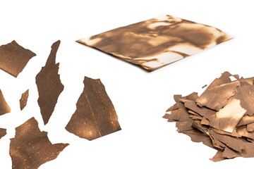 Burnt paper isolated on a white background.