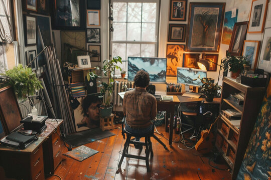 A photographer capturing moments in their home studio