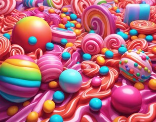 Abstract and fantastic background of colorful candies. Generative AI. - 752424301