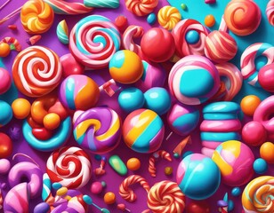 Abstract and fantastic background of colorful candies. Generative AI. - 752424314