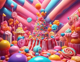 Abstract and fantastic background of colorful candies. Generative AI. - 752424384