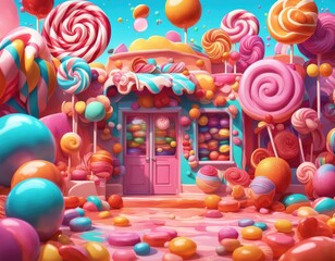 Abstract and fantastic background of colorful candies. Generative AI. - 752424390