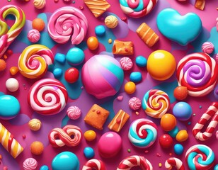 Abstract and fantastic background of colorful candies. Generative AI. - 752424520