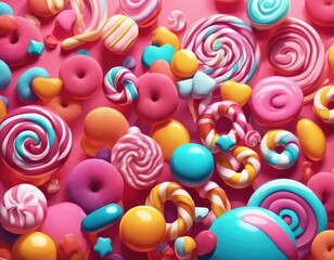 Abstract and fantastic background of colorful candies. Generative AI. - 752424566