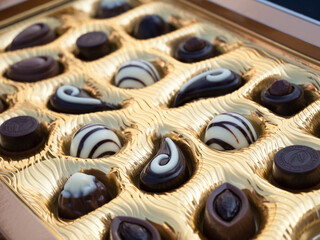 Assortment of white, dark and milk chocolates