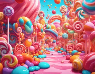 Abstract and fantastic background of colorful candies. Generative AI. - 752424769