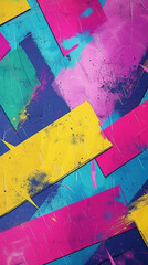 Vibrant Abstract Graffiti Splatter on Geometric Shapes Background