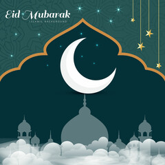 Eid alfitr mubarak muslim festival banner template