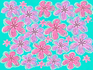 pink and purple watercolor floral illustration, handpainted flower pattern wallpaper